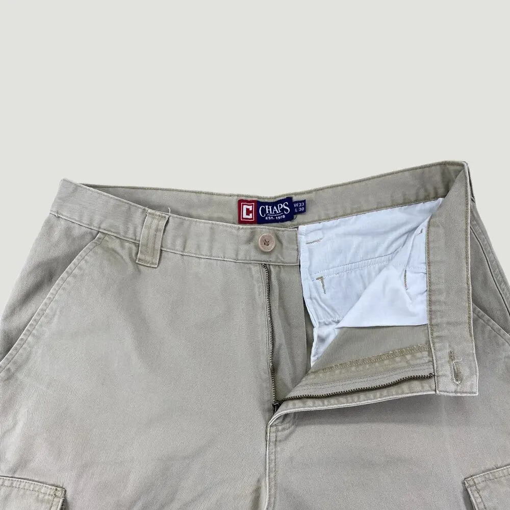 Chaps Ralph Lauren Tan Cargo Pants Men’s 33x30 Cotton Utility Workwear